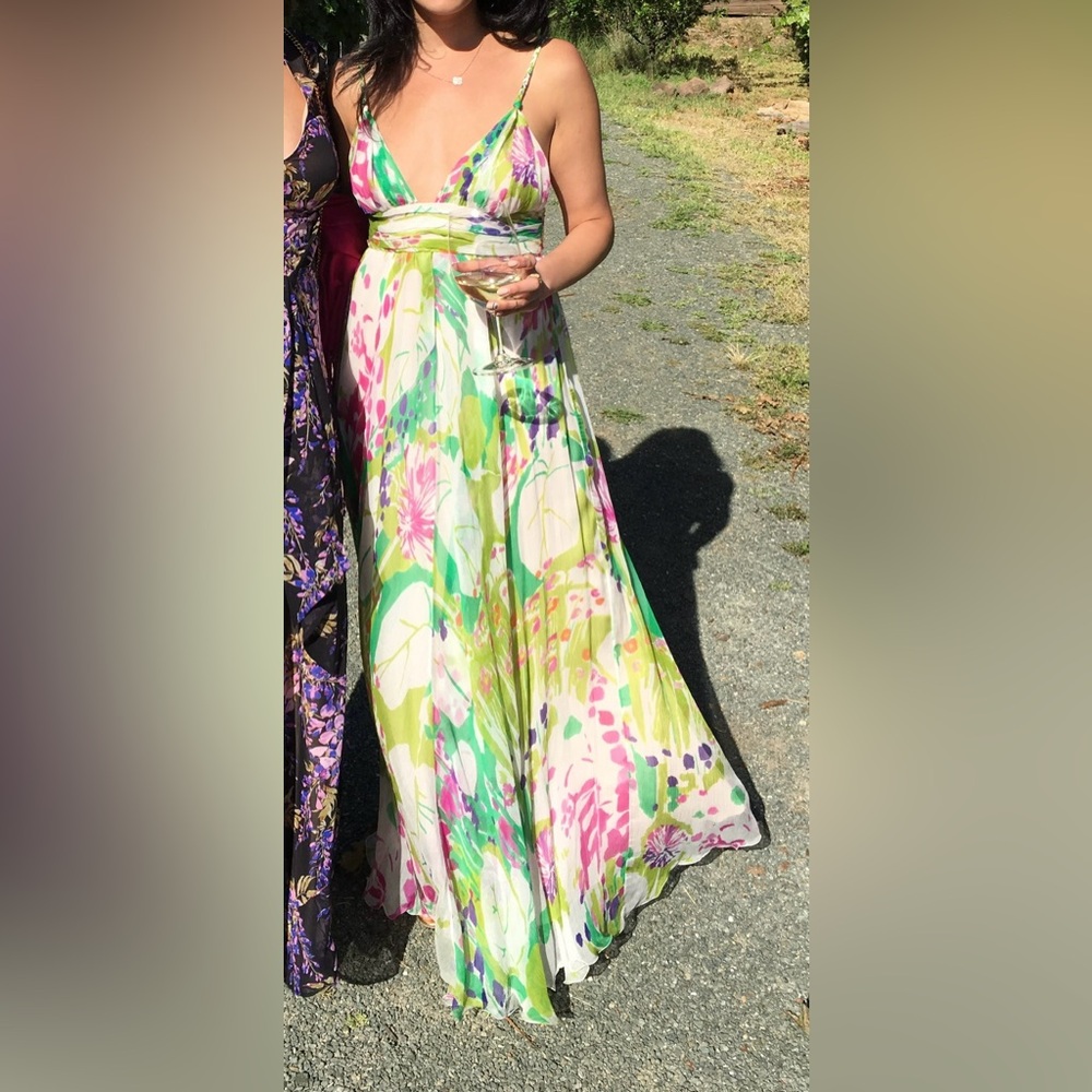 Max Mara silk chiffon floral gown